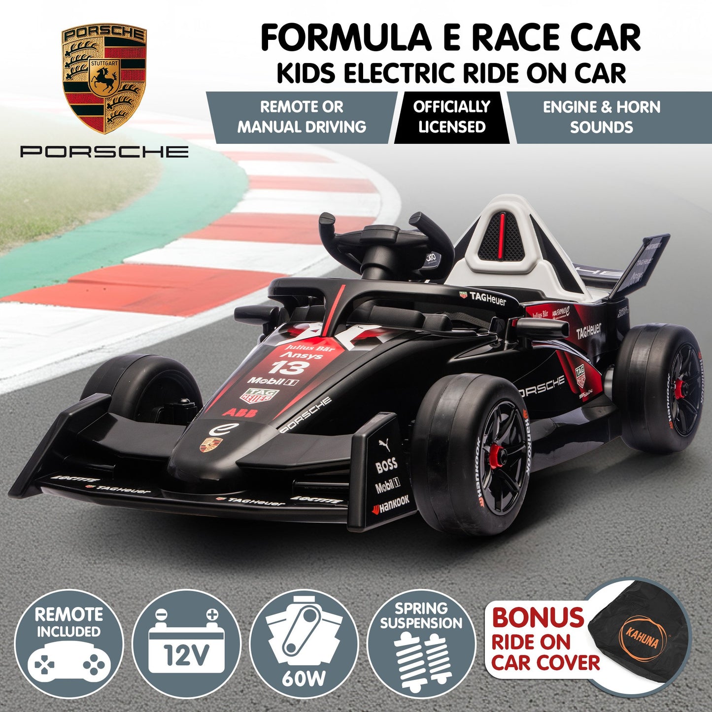 Porsche Formula E Kids Electric Ride-On Car – Remote Control, Red