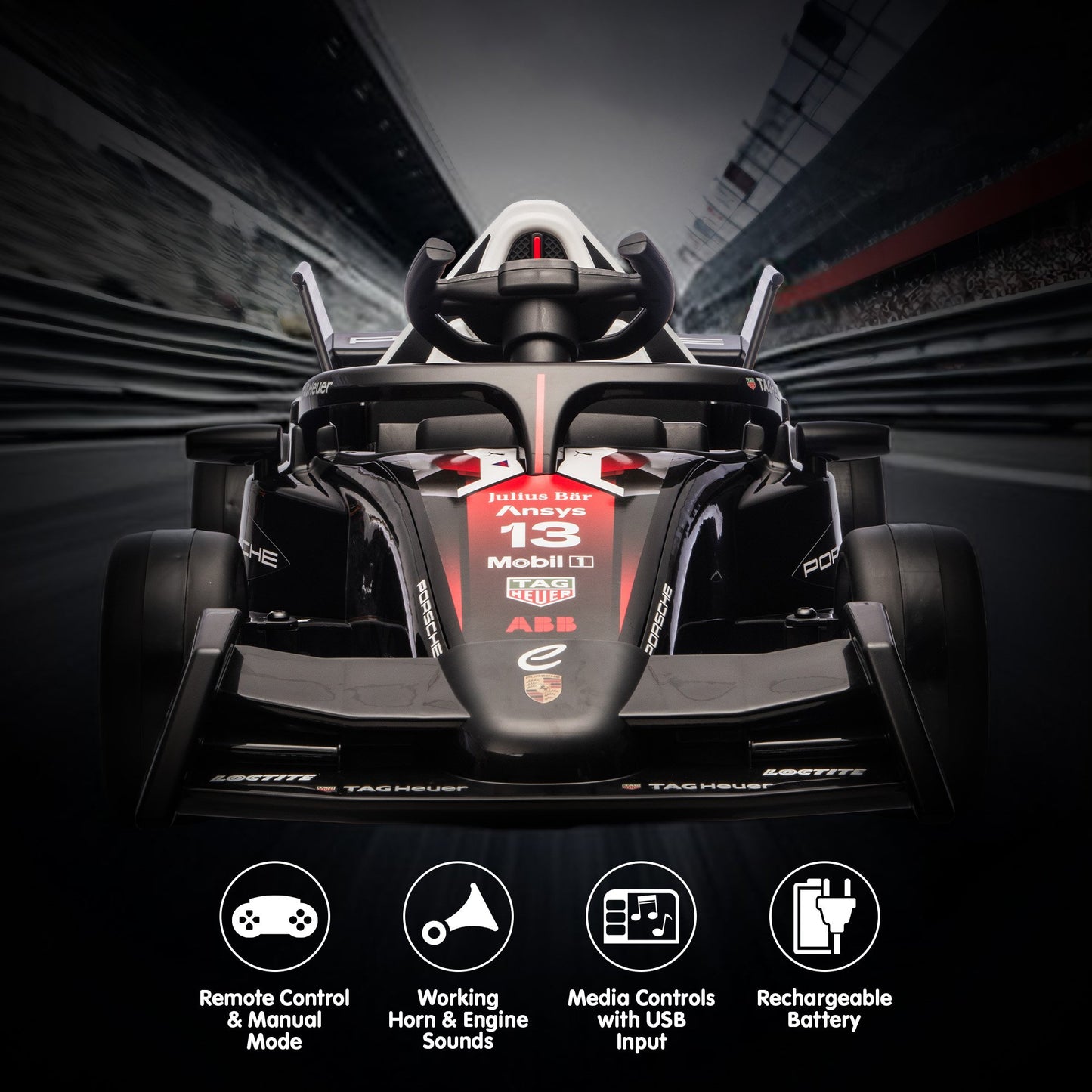 Porsche Formula E Kids Electric Ride-On Car – Remote Control, Red