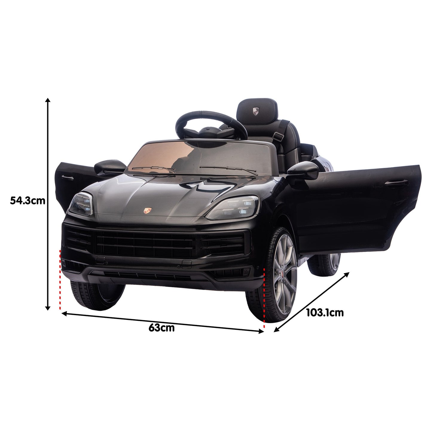 Porsche Cayenne E Hybrid Coupe Kids Electric Ride-On Car – Dual Motors, Remote Control, Black