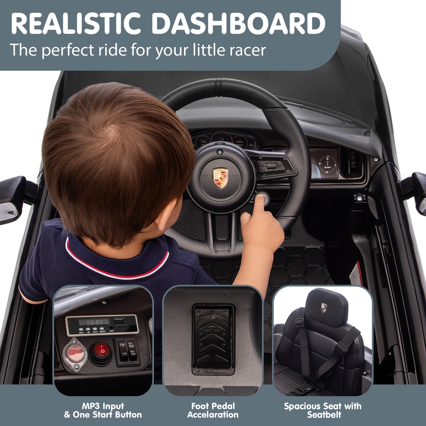 Porsche Cayenne E Hybrid Coupe Kids Electric Ride-On Car – Dual Motors, Remote Control, Black