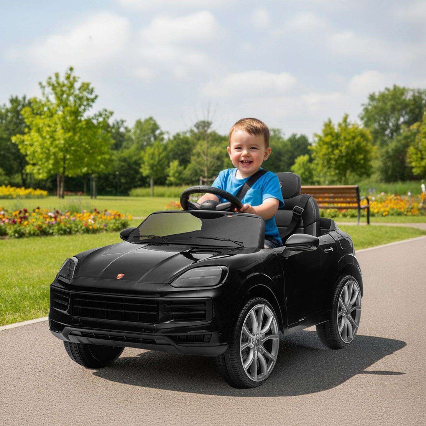 Porsche Cayenne E Hybrid Coupe Kids Electric Ride-On Car – Dual Motors, Remote Control, Black