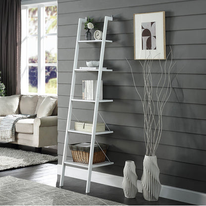 Amelia 5-Tier Ladder Shelf – Sturdy Metal Frame, White