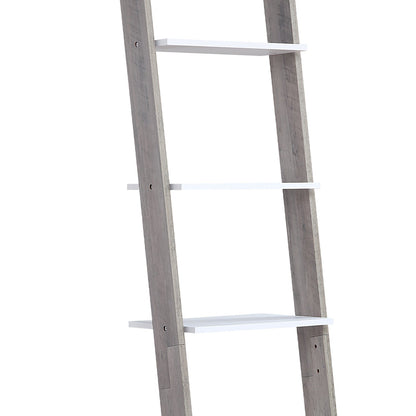 Mira 5-Tier Ladder Shelf – Drawer Storage, White and Grey Oak Finish