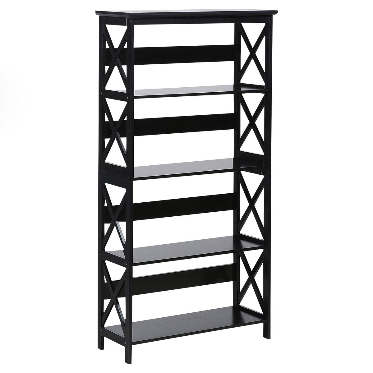 Daphne 5-Tier Bookshelf - Cross Panel Design, MDF Material