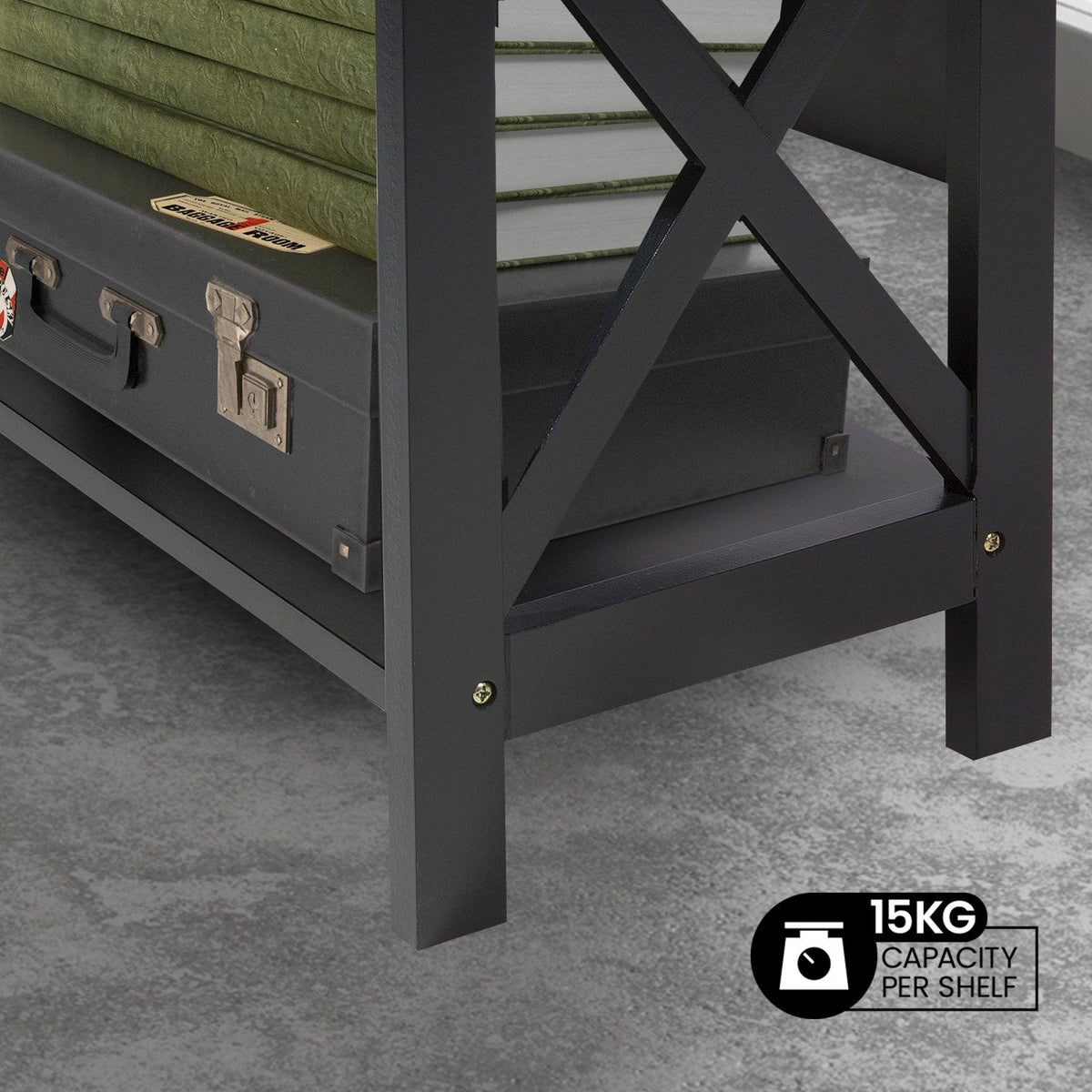 Daphne 5-Tier Bookshelf - Cross Panel Design, MDF Material