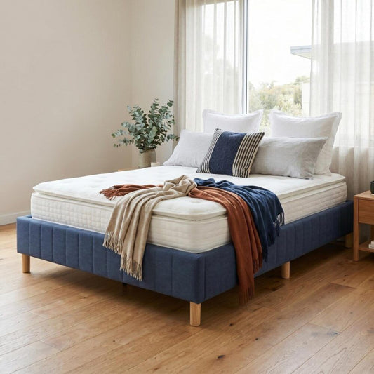 Metal Bed Frame Mattress Foundation Blue – Double