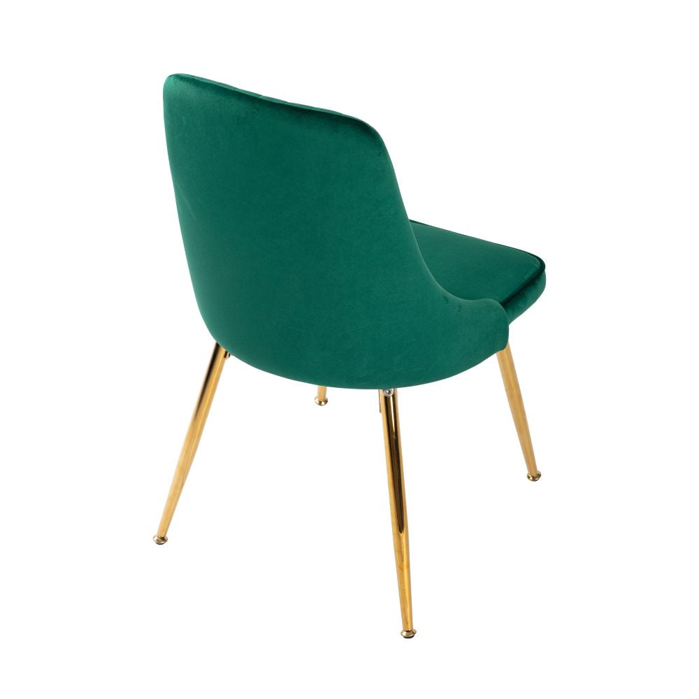 Viva Forever Set of 2 Velvet Dining Chairs – Art Deco Design with Gold Metal Legs