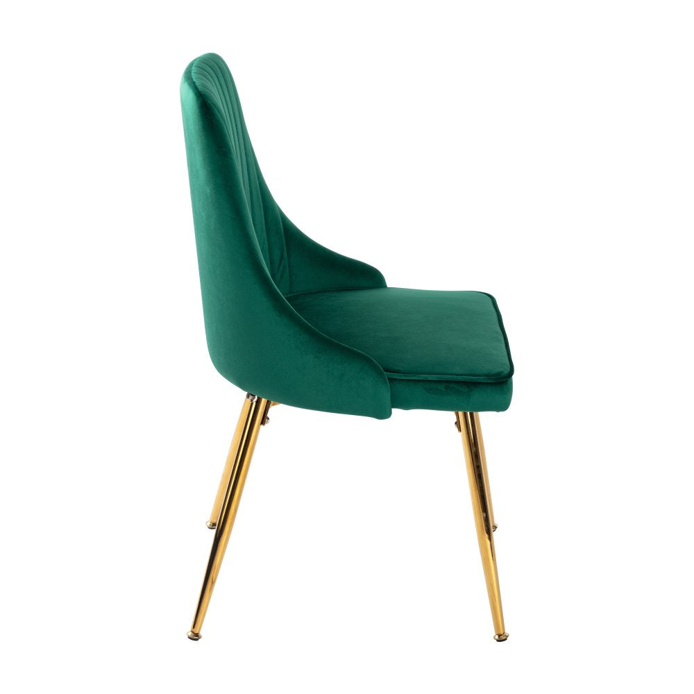 Viva Forever Set of 2 Velvet Dining Chairs – Art Deco Design with Gold Metal Legs
