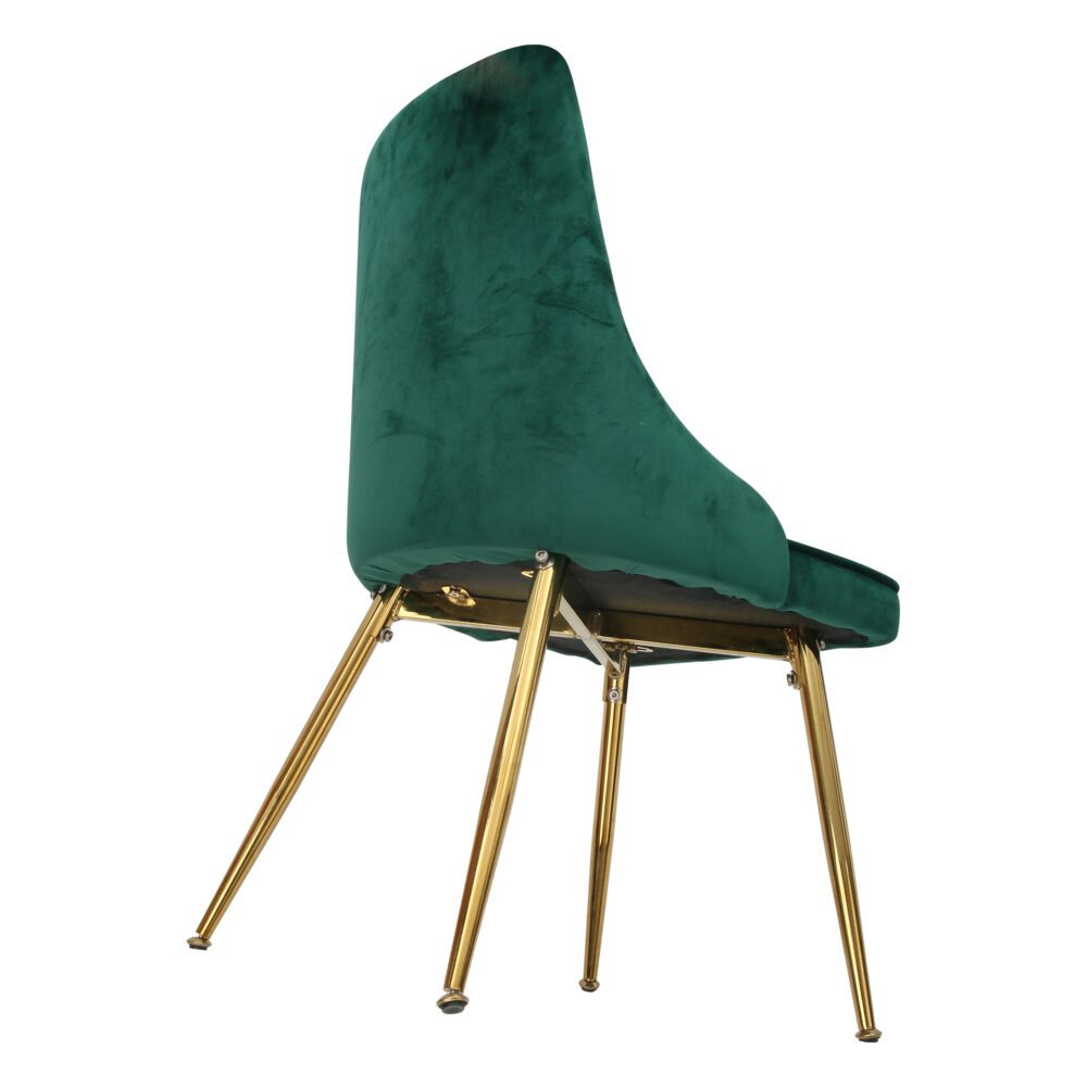 Viva Forever Set of 2 Velvet Dining Chairs – Art Deco Design with Gold Metal Legs
