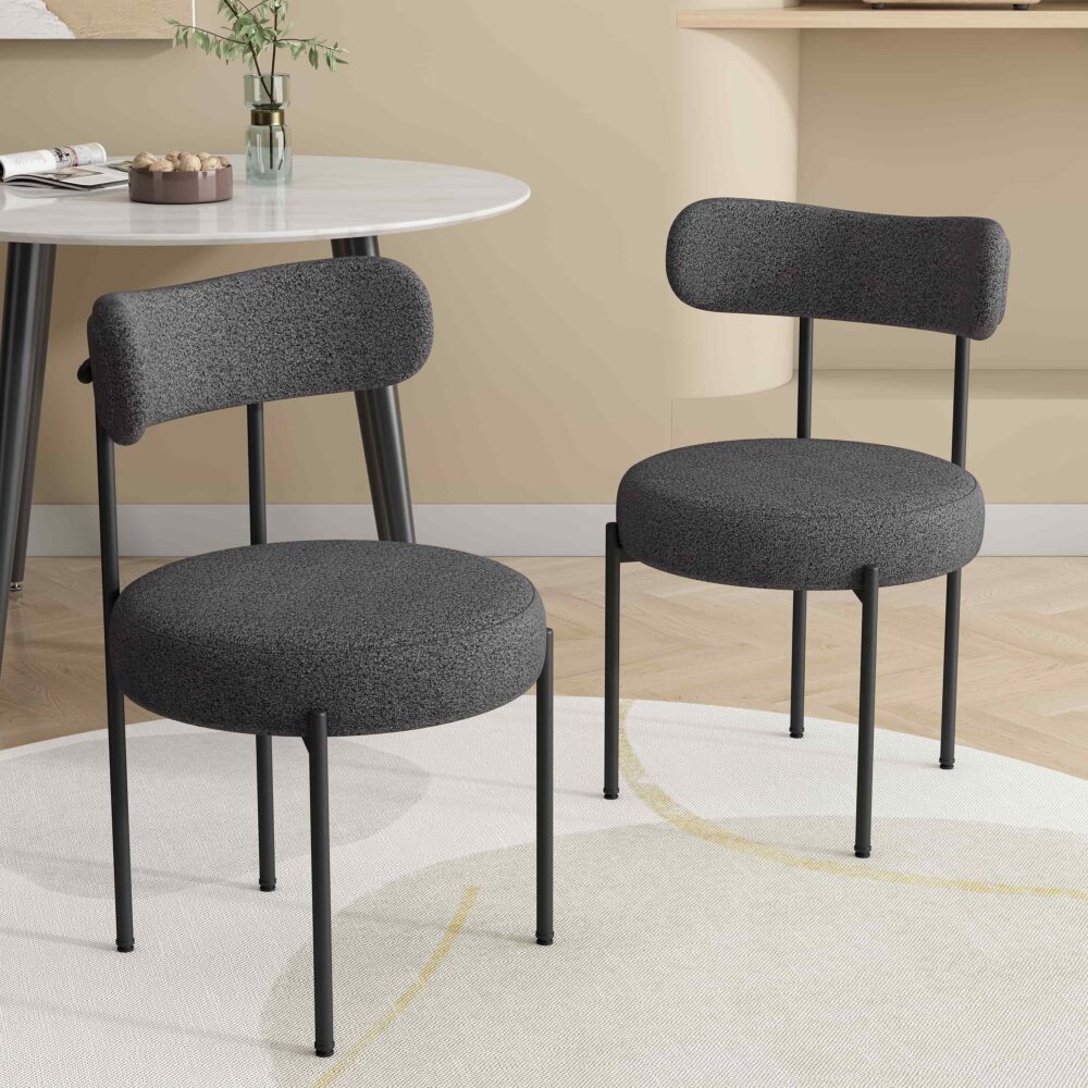 Boucle Cushioned Elsa Dining Chairs in Chic Styles