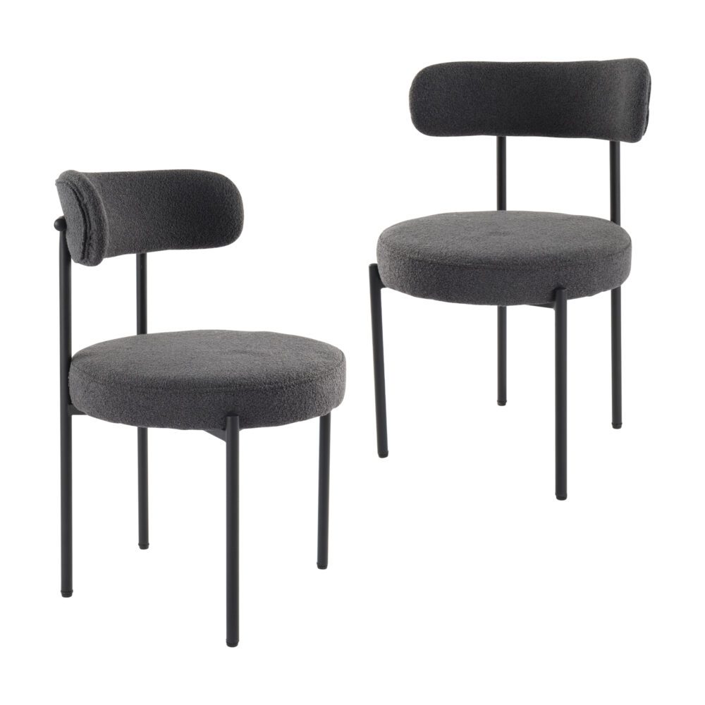 Boucle Cushioned Elsa Dining Chairs in Chic Styles