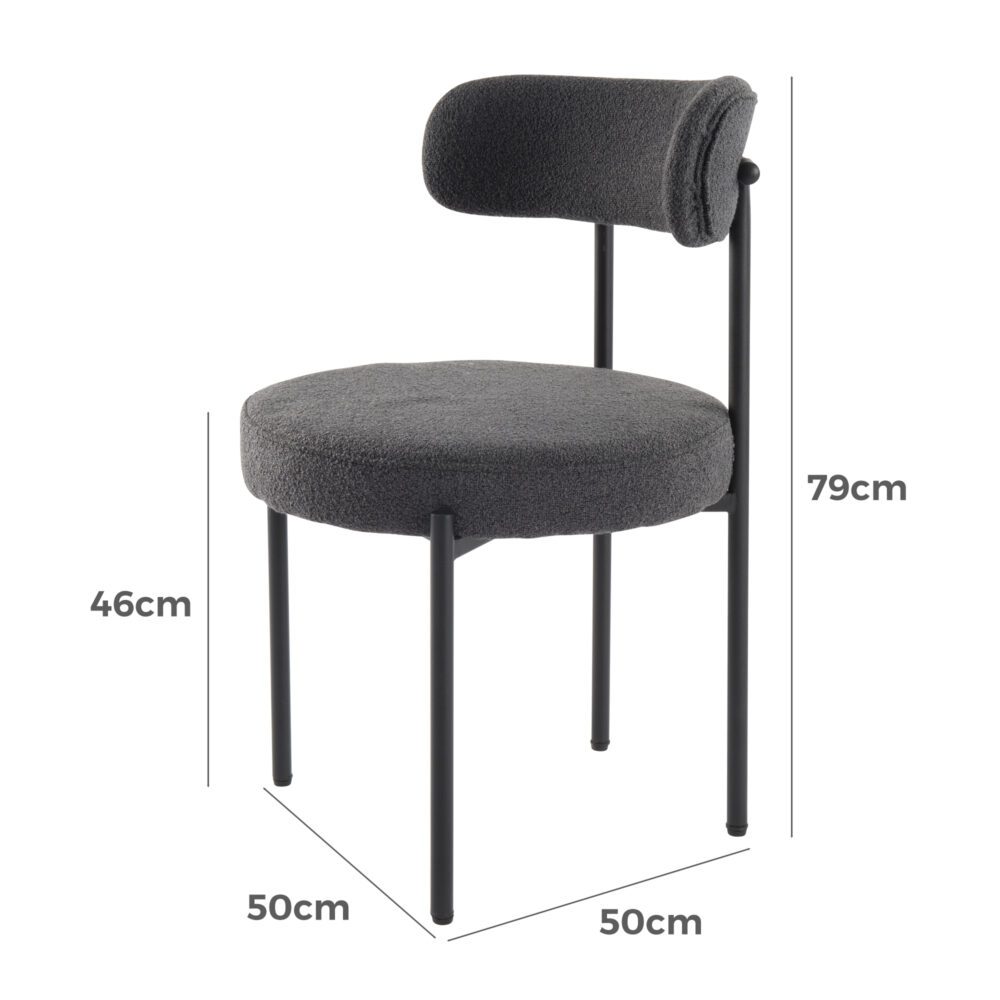 Boucle Cushioned Elsa Dining Chairs in Chic Styles