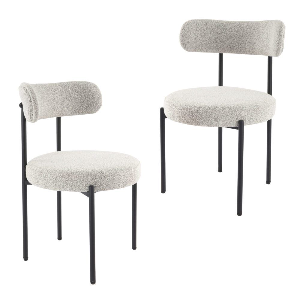 Elsa Dining Chair – Cushioned Boucle, White Quartz