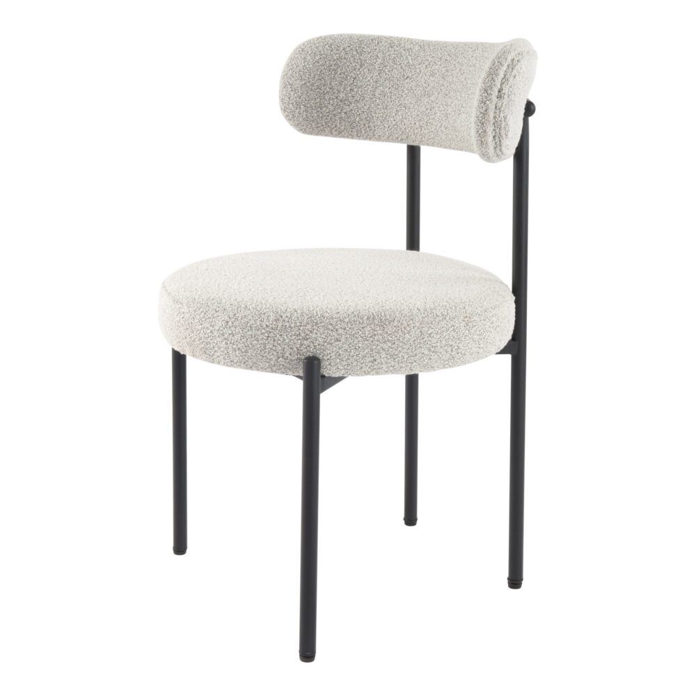 Elsa Dining Chair – Cushioned Boucle, White Quartz