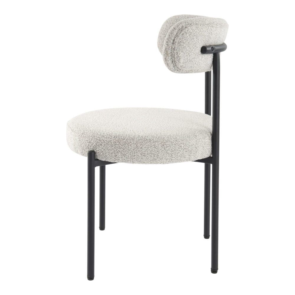 Elsa Dining Chair – Cushioned Boucle, White Quartz