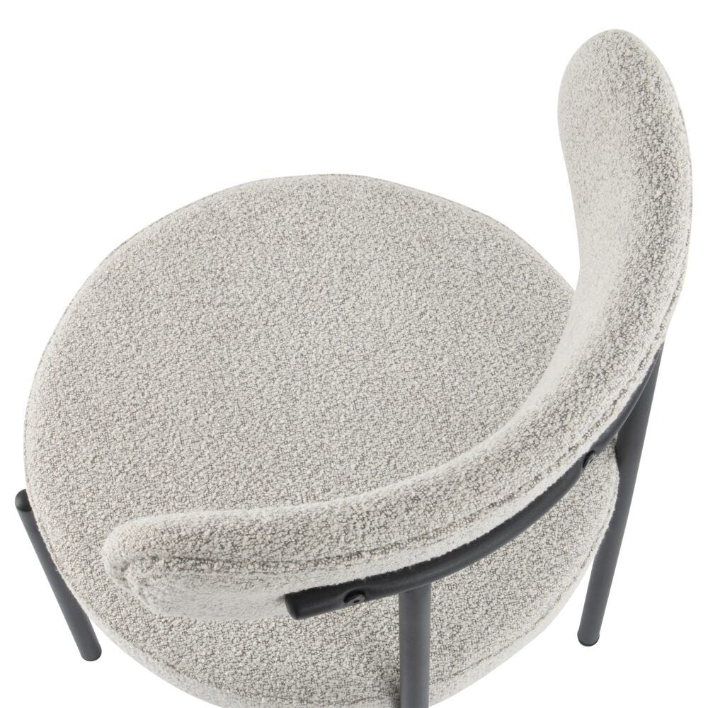 Elsa Dining Chair – Cushioned Boucle, White Quartz