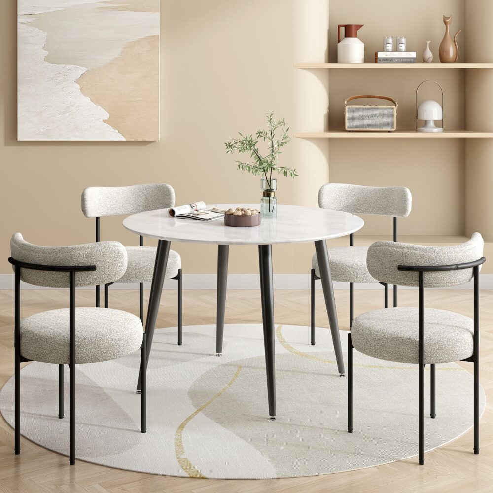 Boucle Cushioned Elsa Dining Chairs in Chic Styles