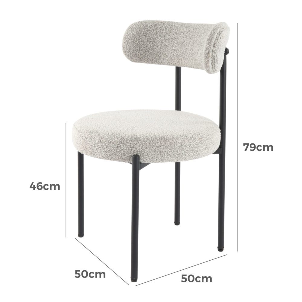 Boucle Cushioned Elsa Dining Chairs in Chic Styles