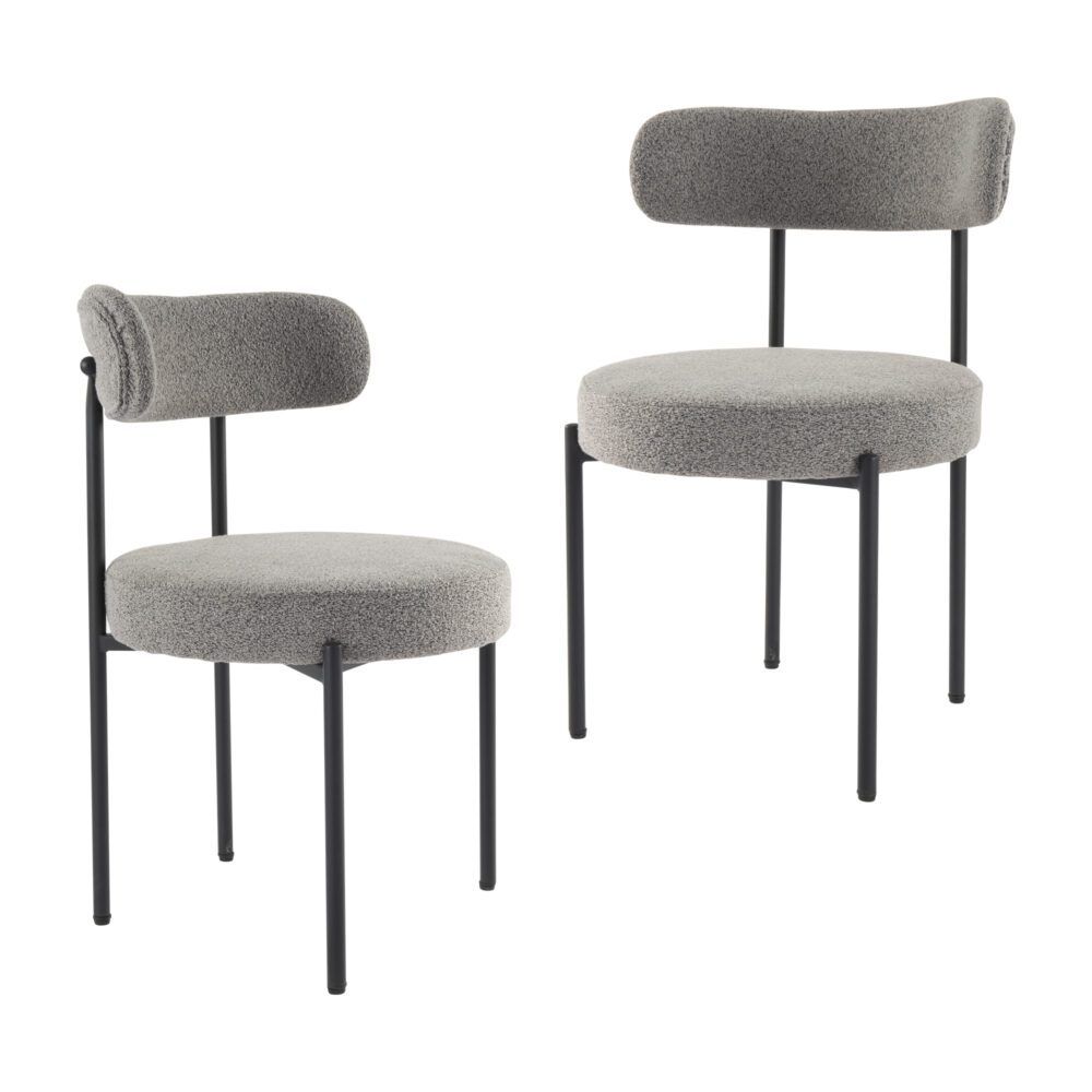 Elsa Dining Chair – Cushioned Boucle, Slate Grey