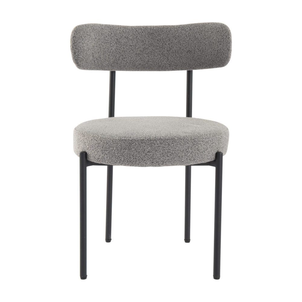 Elsa Dining Chair – Cushioned Boucle, Slate Grey