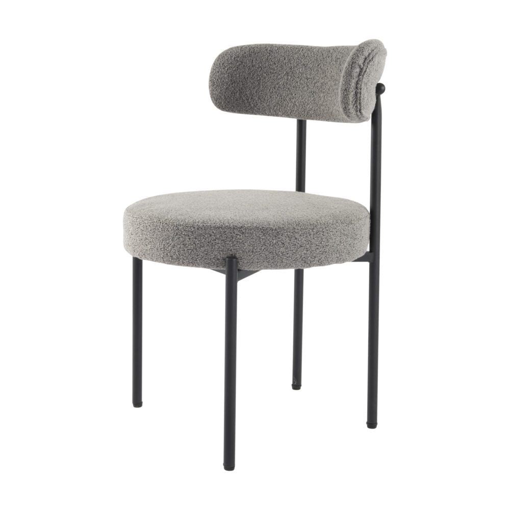 Elsa Dining Chair – Cushioned Boucle, Slate Grey