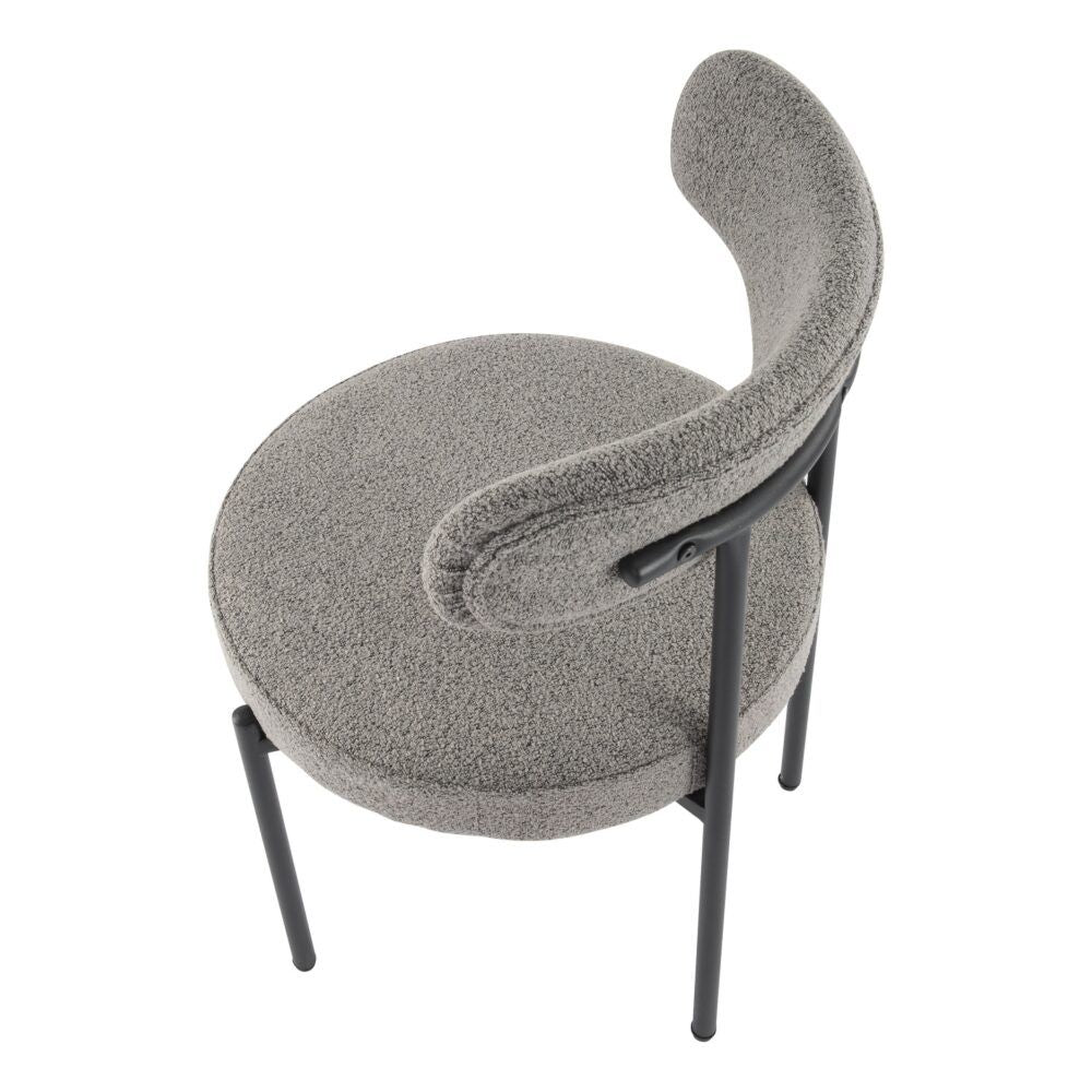 Elsa Dining Chair – Cushioned Boucle, Slate Grey