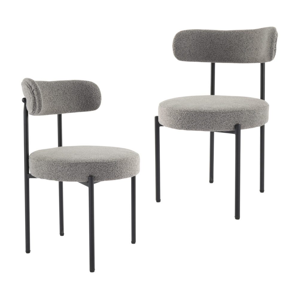 Boucle Cushioned Elsa Dining Chairs in Chic Styles