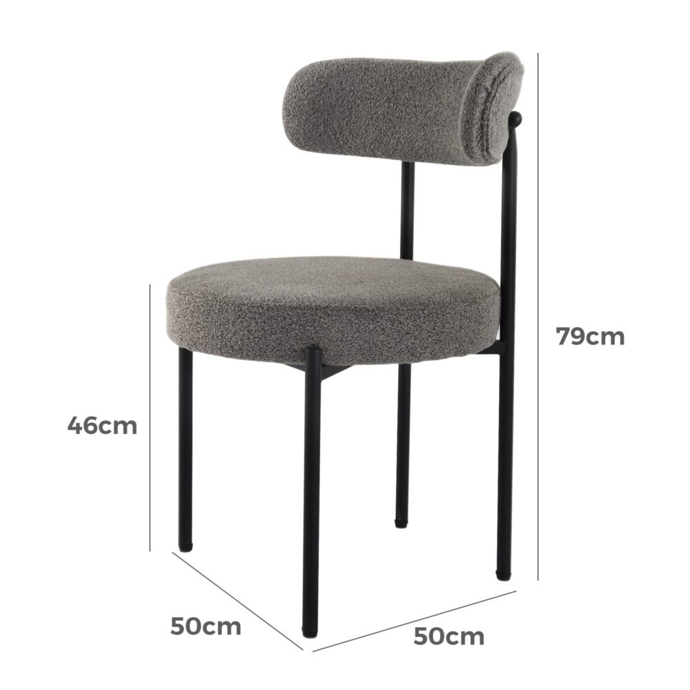 Boucle Cushioned Elsa Dining Chairs in Chic Styles