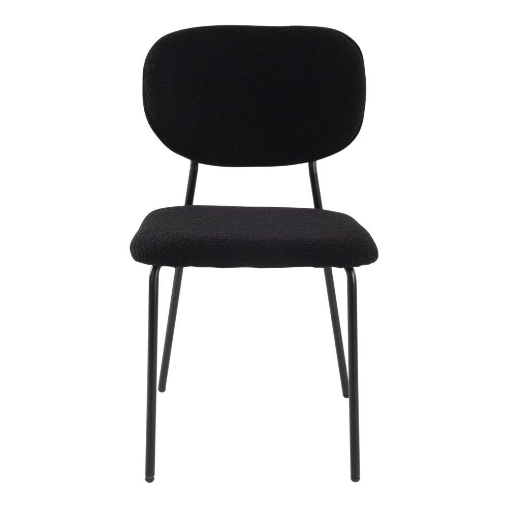 Charcoal Charm Armless Dining Chairs – Boucle Fabric, Metal Legs, Set of 2