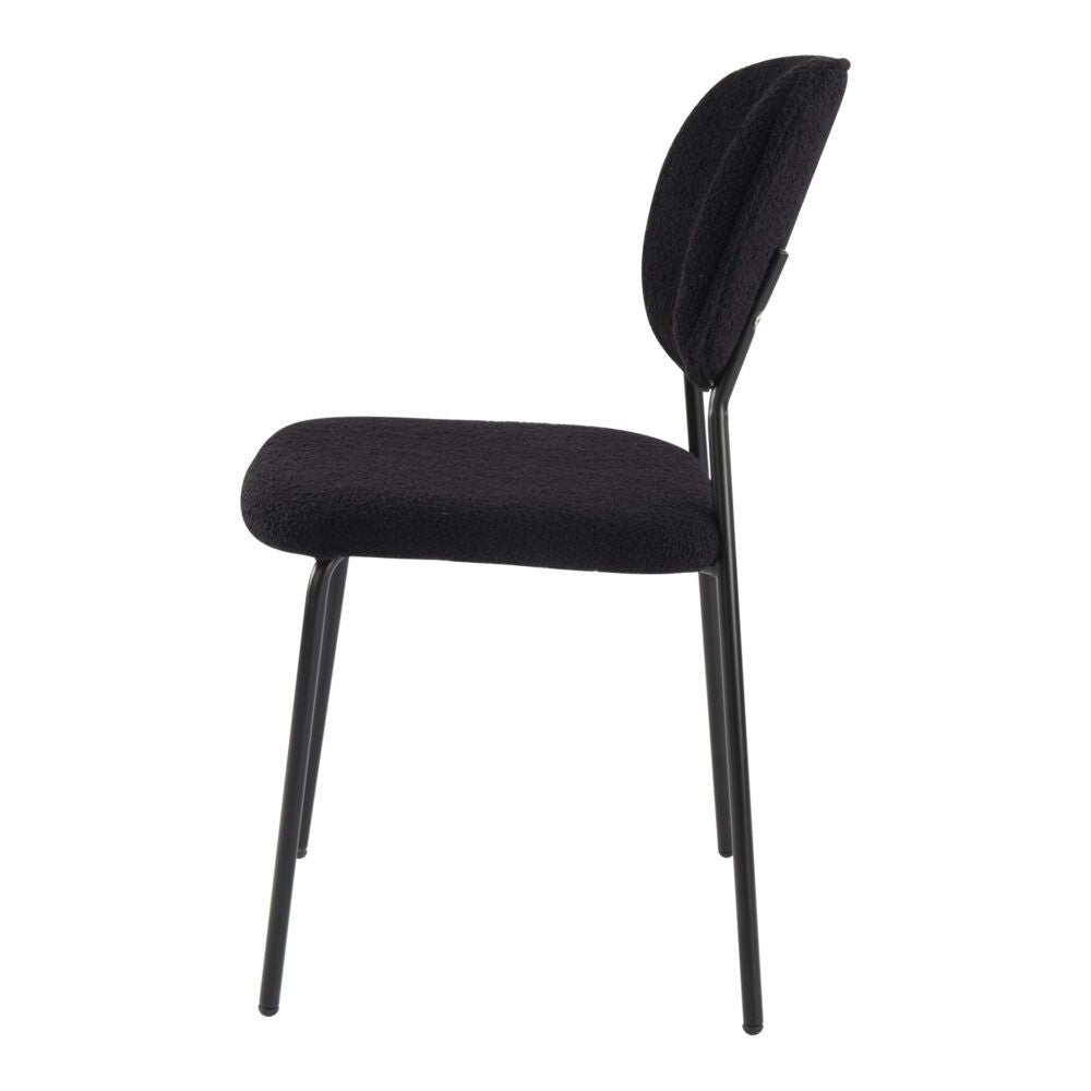 Charcoal Charm Armless Dining Chairs – Boucle Fabric, Metal Legs, Set of 2