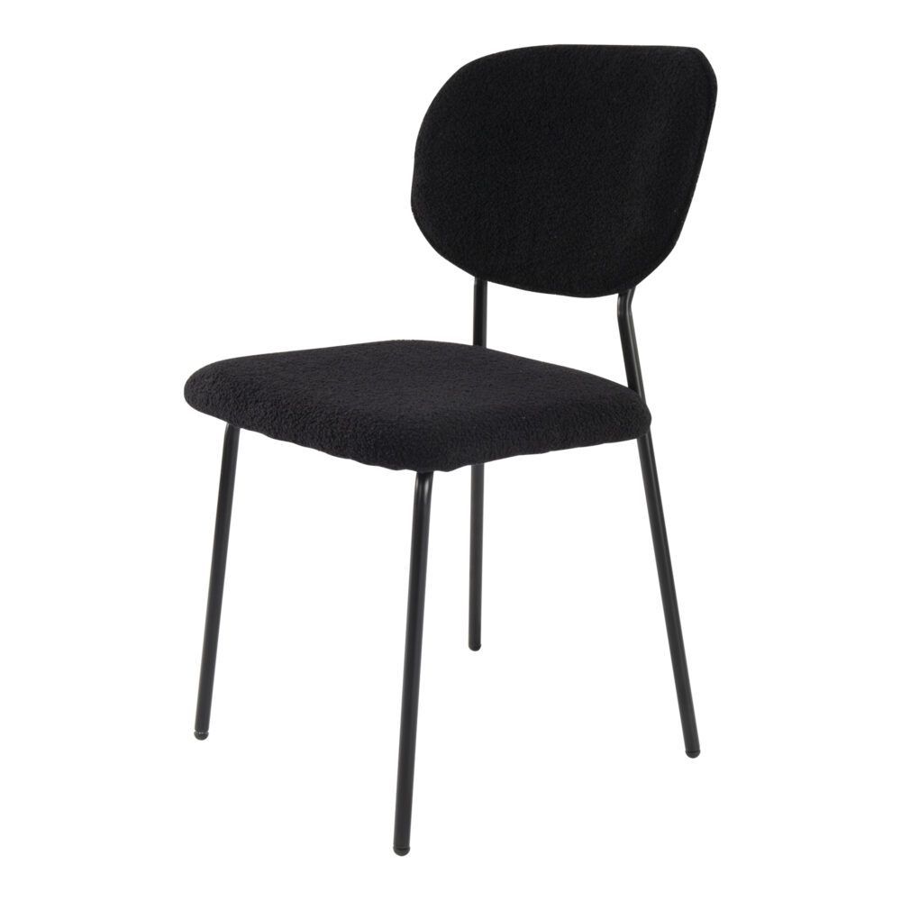Charcoal Charm Armless Dining Chairs – Boucle Fabric, Metal Legs, Set of 2