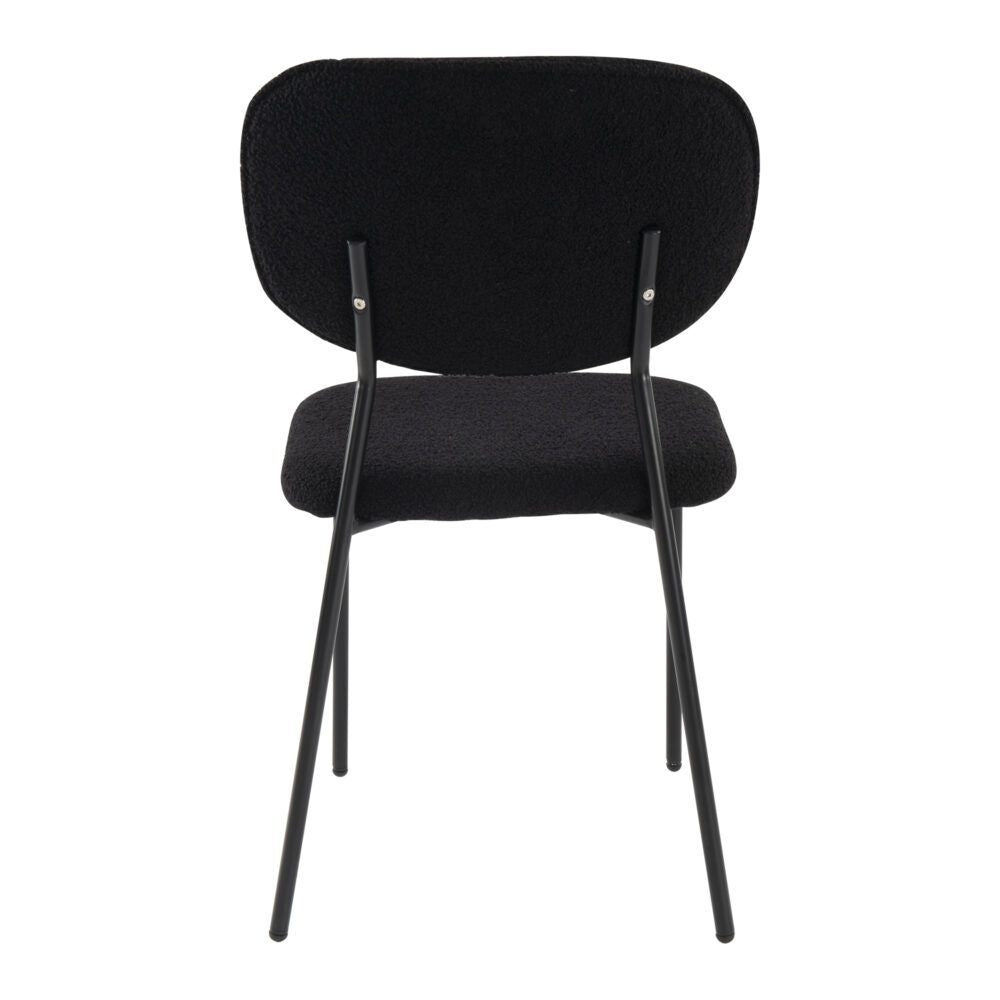 Charcoal Charm Armless Dining Chairs – Boucle Fabric, Metal Legs, Set of 2
