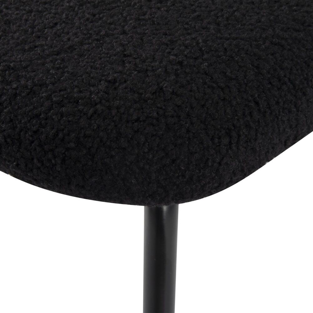 Charcoal Charm Armless Dining Chairs – Boucle Fabric, Metal Legs, Set of 2