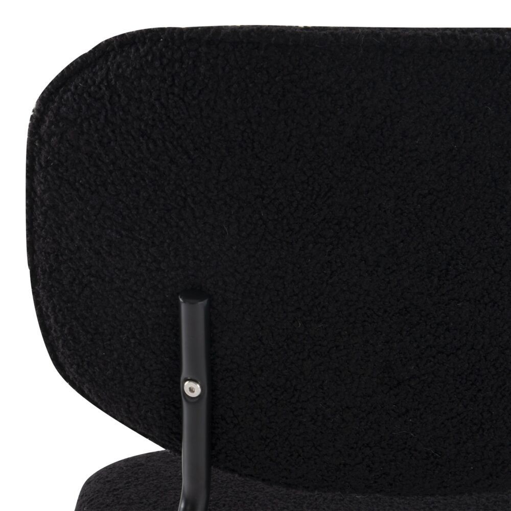 Charcoal Charm Armless Dining Chairs – Boucle Fabric, Metal Legs, Set of 2