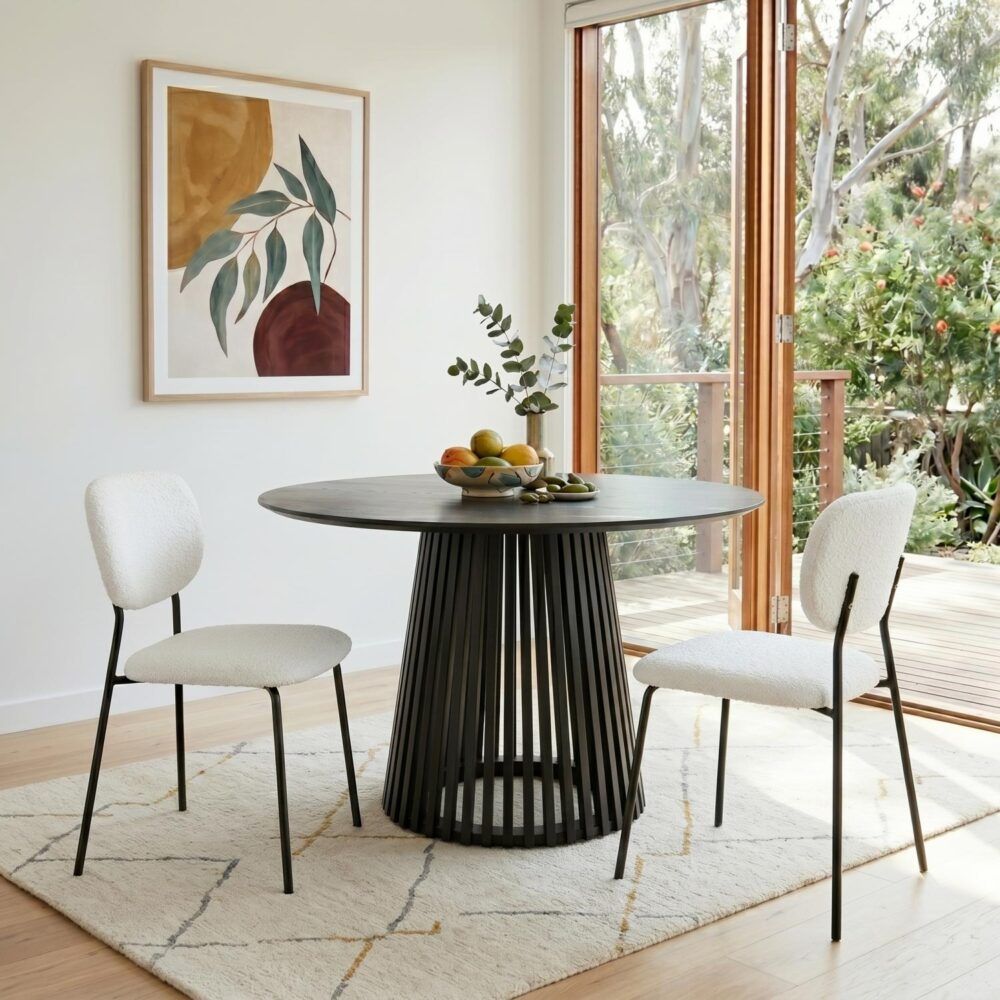 White Whisper Dining Chairs – Teddy Fabric, White, Set of 2
