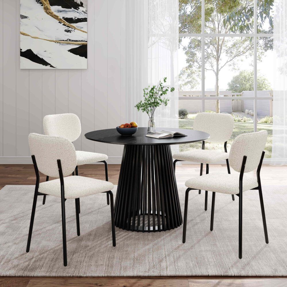 White Whisper Dining Chairs – Teddy Fabric, White, Set of 2