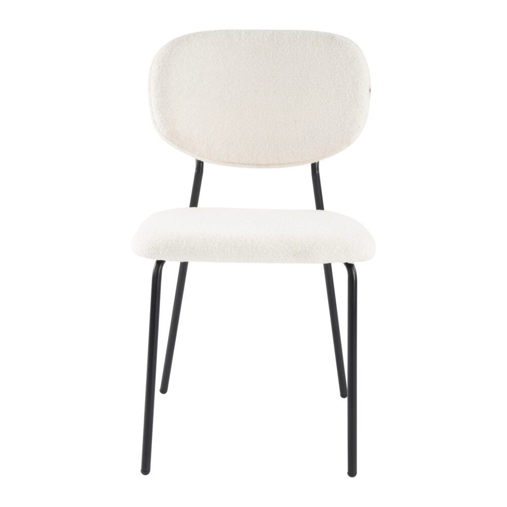 White Whisper Dining Chairs – Teddy Fabric, White, Set of 2