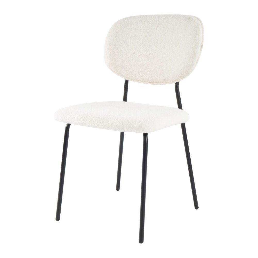 White Whisper Dining Chairs – Teddy Fabric, White, Set of 2