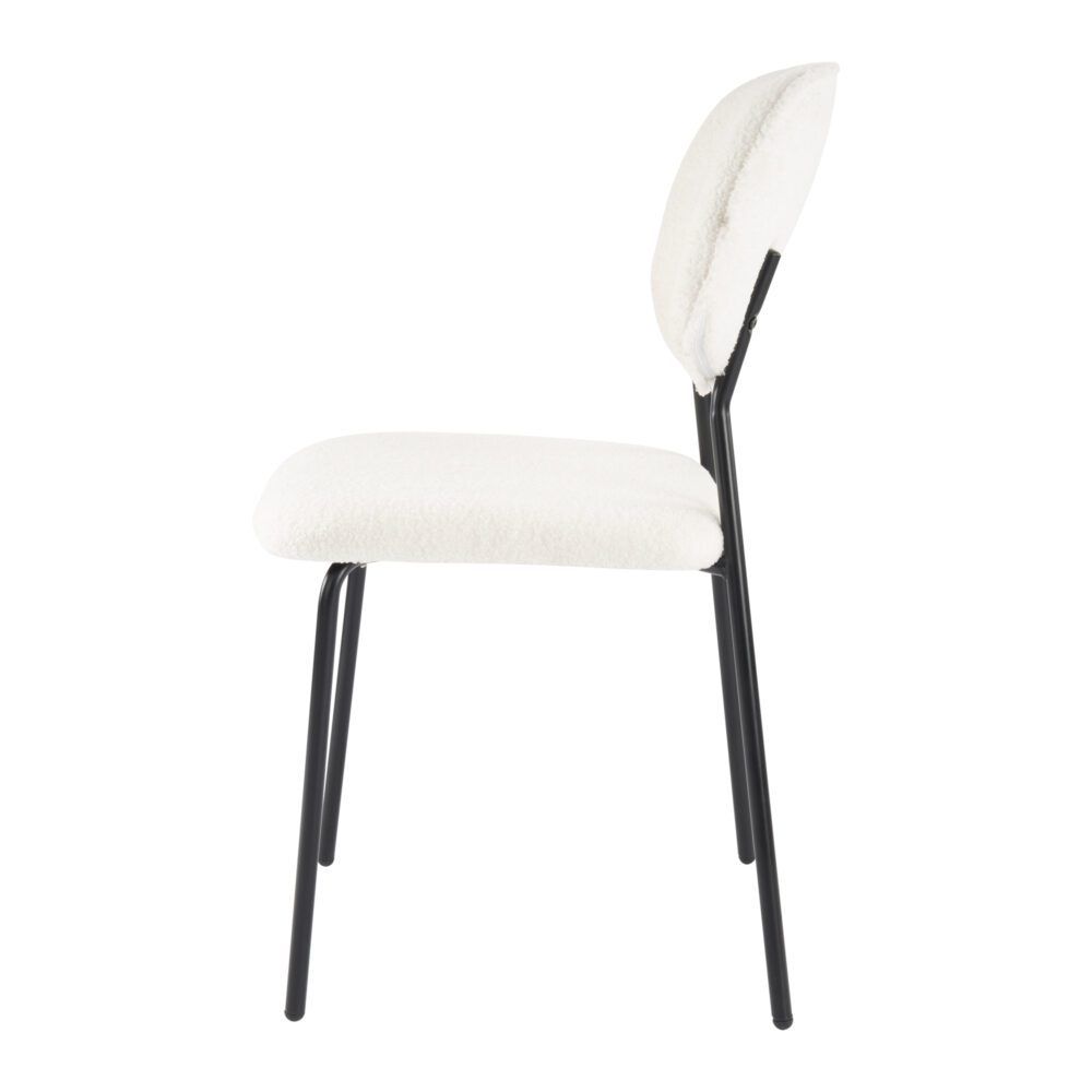 White Whisper Dining Chairs – Teddy Fabric, White, Set of 2