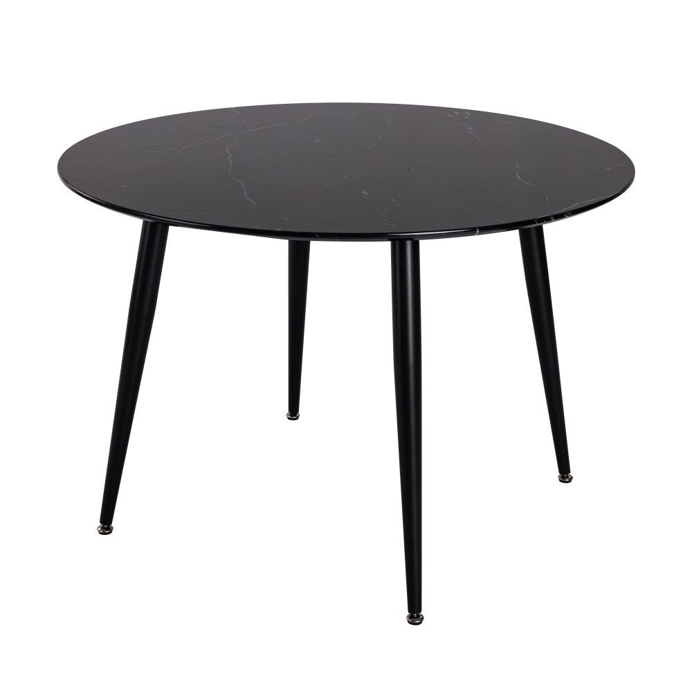 Round Dining Table – Marble Effect MDF Top with Powder-Coated Steel Legs