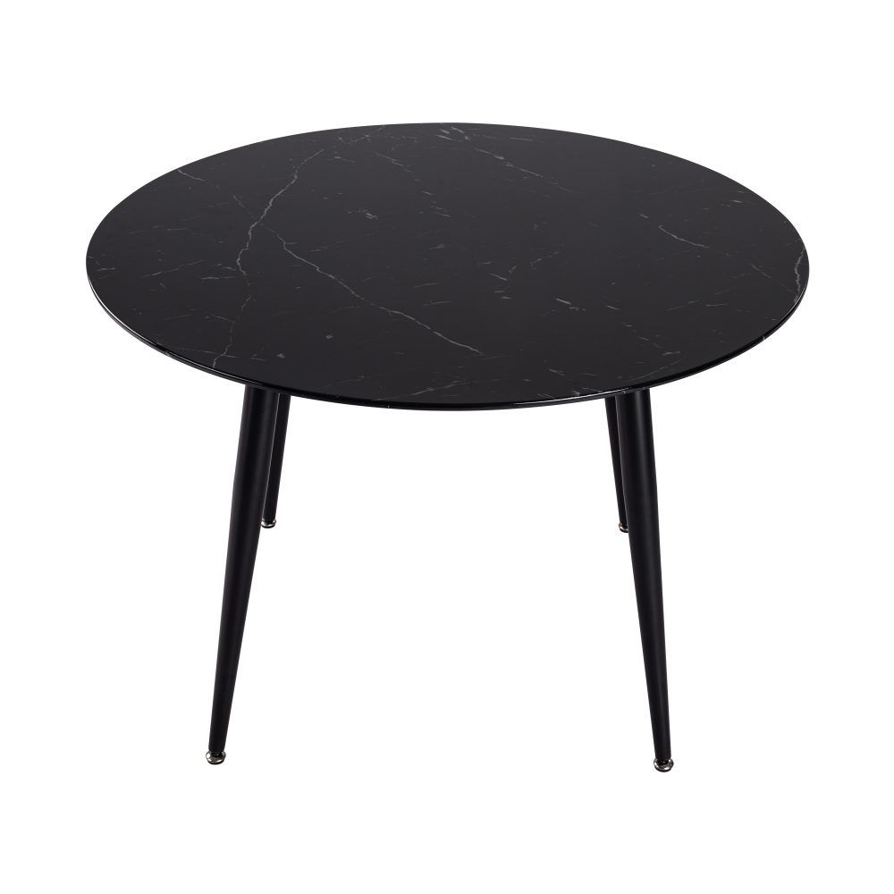 Round Dining Table – Marble Effect MDF Top with Powder-Coated Steel Legs