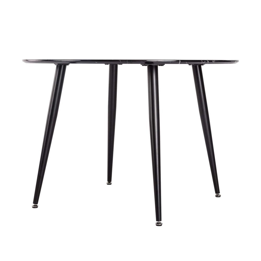 Round Dining Table – Marble Effect MDF Top with Powder-Coated Steel Legs
