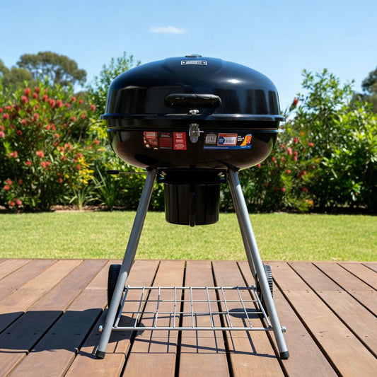 Portable Outdoor Charcoal BBQ Smoker with Wheels and Thermometer
