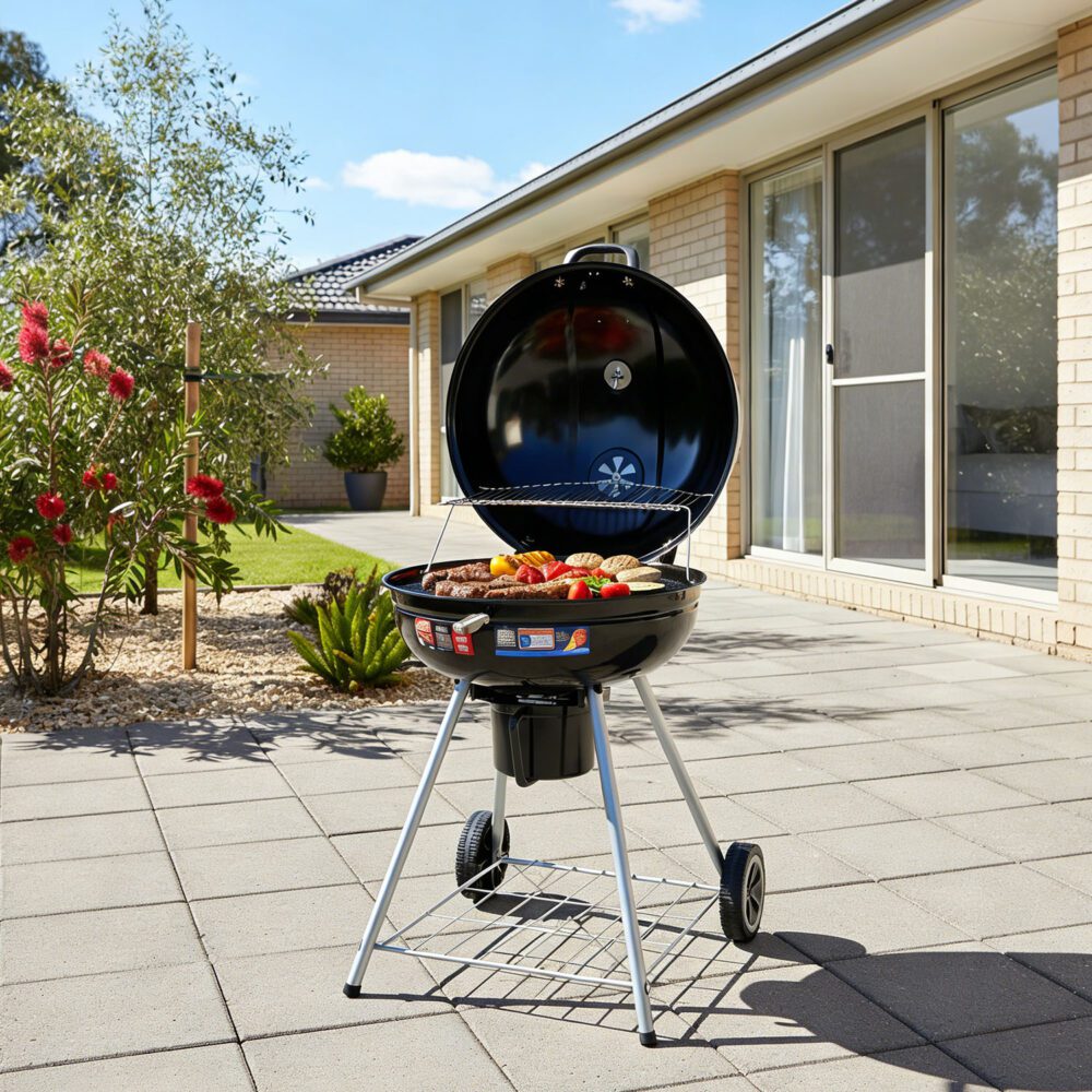 Portable Outdoor Charcoal BBQ Smoker with Wheels and Thermometer