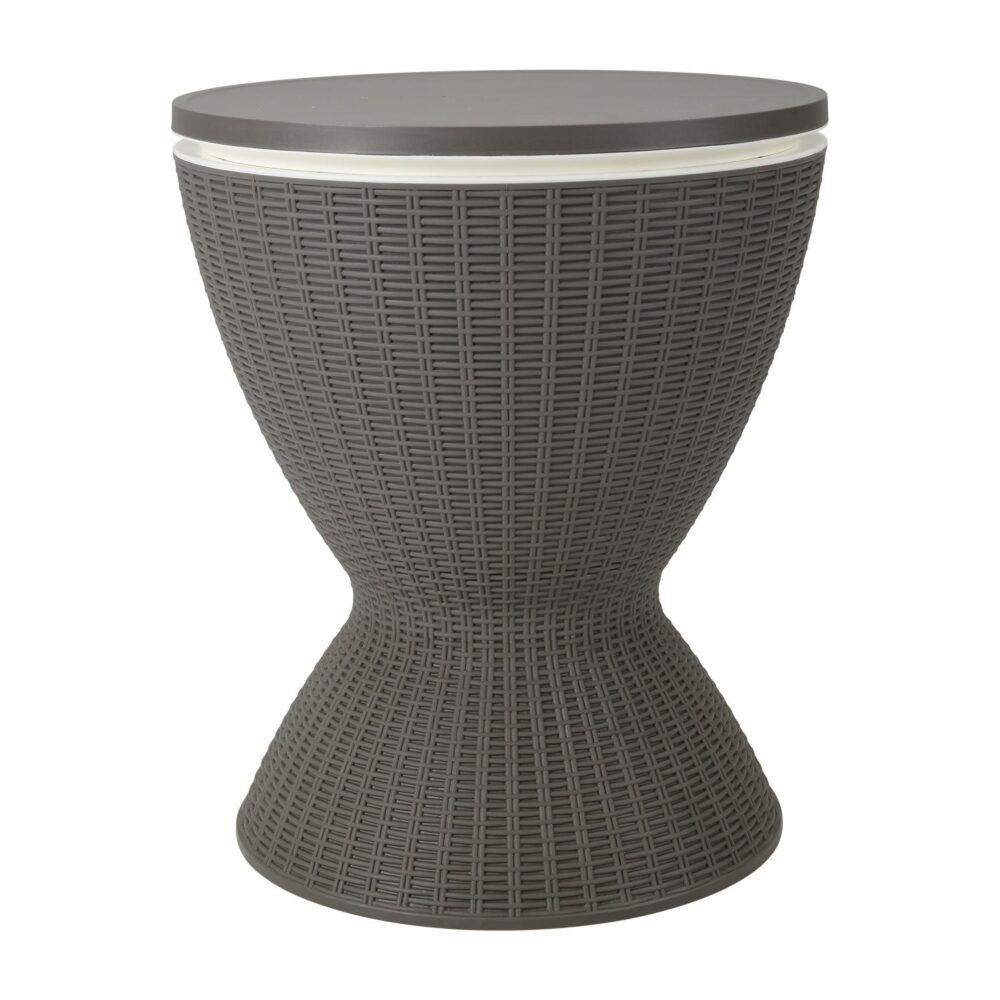 Taupe Garden Ice Cooler Table by The Willow Stone Collective with 30L capacity, outdoor furniture accessory for outdoor entertaining.