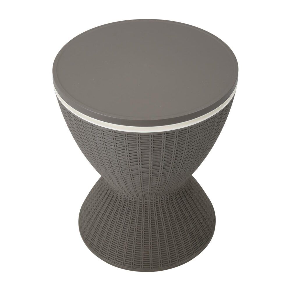 Taupe garden ice cooler table by The Willow Stone Collective with 30L capacity, outdoor furniture accessory, showing a stylish, functional design.