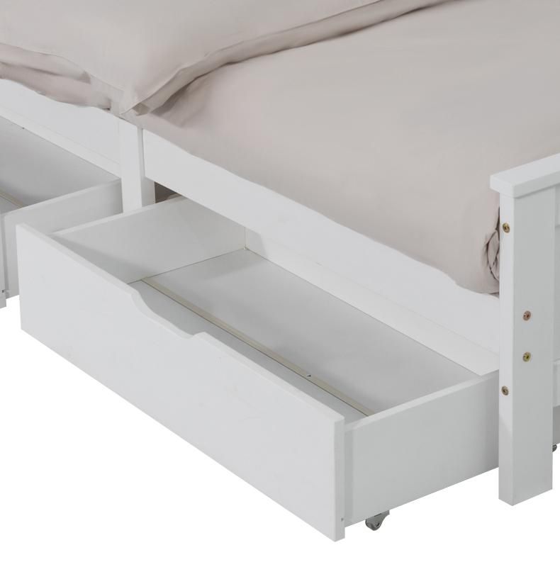 Wooden Bed Frame Trundle Drawers – Storage, White, Set of 2