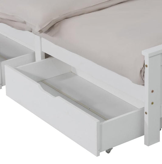 Wooden Bed Frame Trundle Drawers – Storage, White, Set of 2
