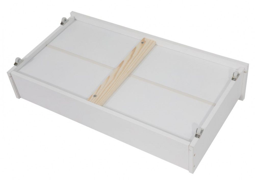 Wooden Bed Frame Trundle Drawers – Storage, White, Set of 2