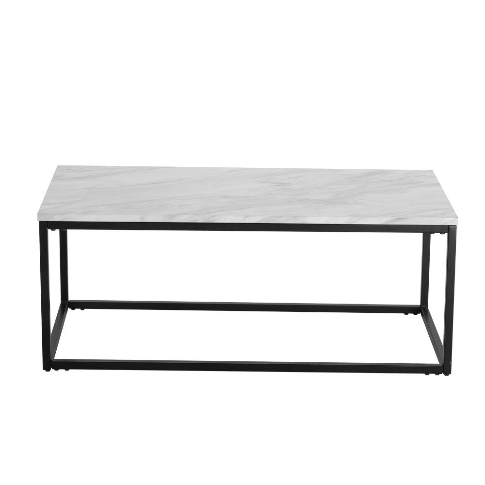 Rectangular Coffee Table – Marble Effect Top, Industrial Steel Base